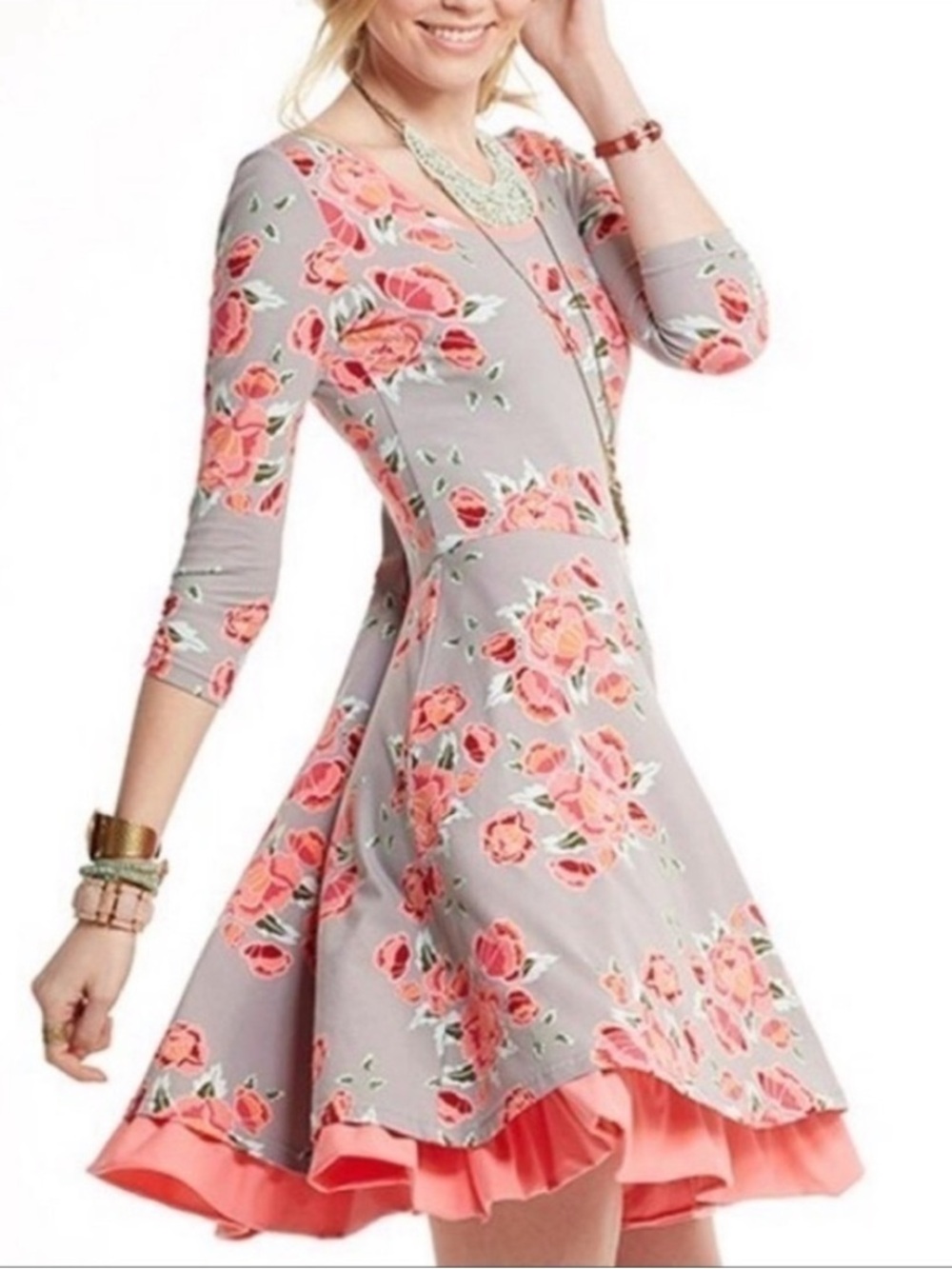 Matilda Jane Gray Marzipan Rose Dress Sz Med